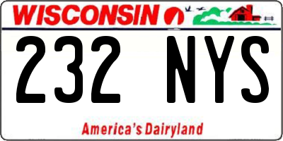 WI license plate 232NYS