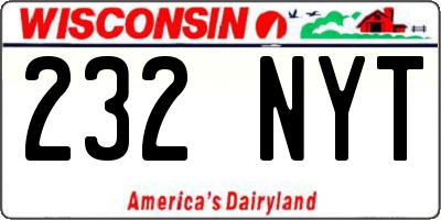 WI license plate 232NYT