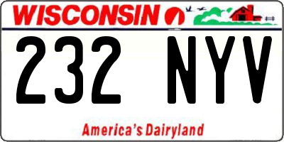 WI license plate 232NYV
