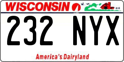 WI license plate 232NYX