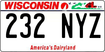 WI license plate 232NYZ