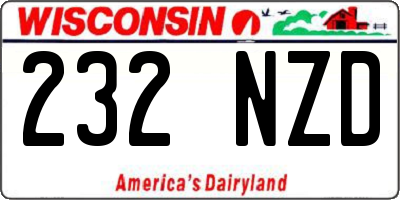 WI license plate 232NZD