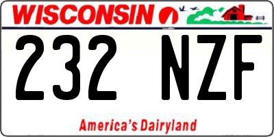 WI license plate 232NZF