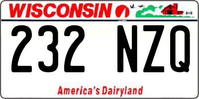 WI license plate 232NZQ