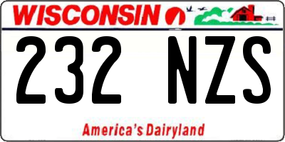 WI license plate 232NZS