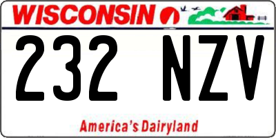 WI license plate 232NZV