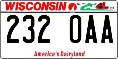 WI license plate 232OAA