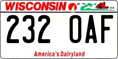 WI license plate 232OAF