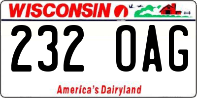 WI license plate 232OAG