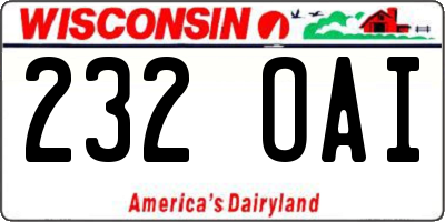 WI license plate 232OAI