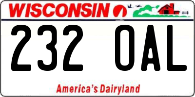 WI license plate 232OAL