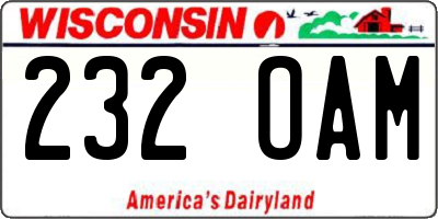 WI license plate 232OAM