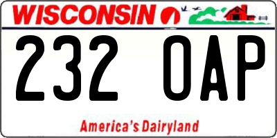 WI license plate 232OAP