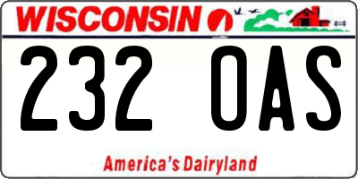 WI license plate 232OAS