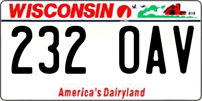 WI license plate 232OAV