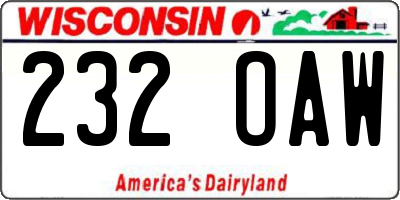 WI license plate 232OAW