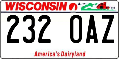 WI license plate 232OAZ