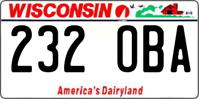 WI license plate 232OBA