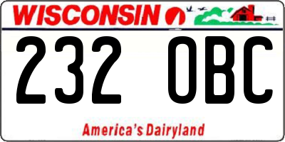 WI license plate 232OBC