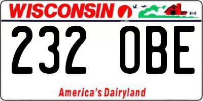 WI license plate 232OBE