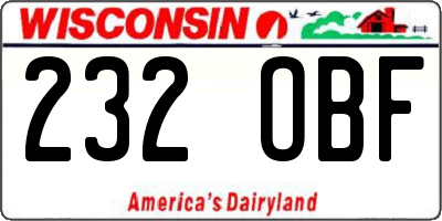 WI license plate 232OBF