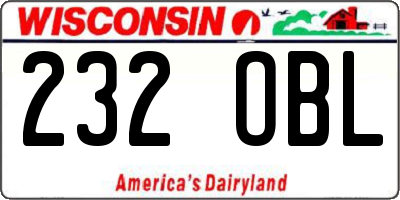 WI license plate 232OBL