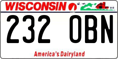WI license plate 232OBN
