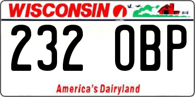 WI license plate 232OBP