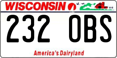 WI license plate 232OBS