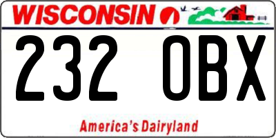 WI license plate 232OBX