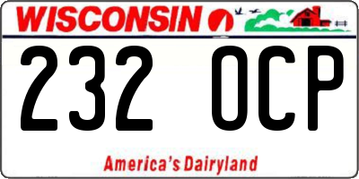 WI license plate 232OCP