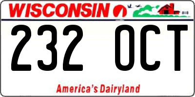 WI license plate 232OCT