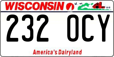 WI license plate 232OCY