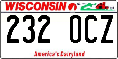 WI license plate 232OCZ