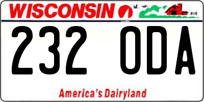 WI license plate 232ODA