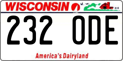WI license plate 232ODE