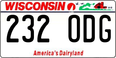 WI license plate 232ODG
