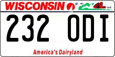 WI license plate 232ODI