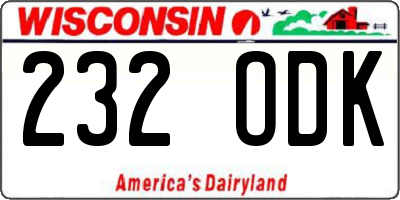 WI license plate 232ODK