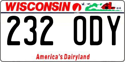 WI license plate 232ODY