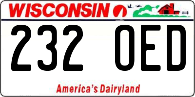 WI license plate 232OED