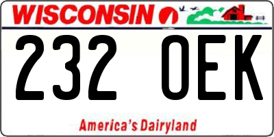 WI license plate 232OEK