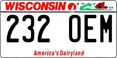 WI license plate 232OEM
