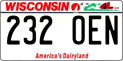WI license plate 232OEN