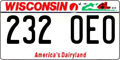 WI license plate 232OEO