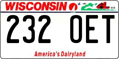 WI license plate 232OET