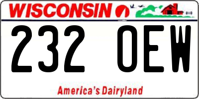 WI license plate 232OEW