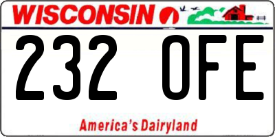 WI license plate 232OFE