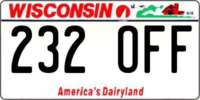 WI license plate 232OFF