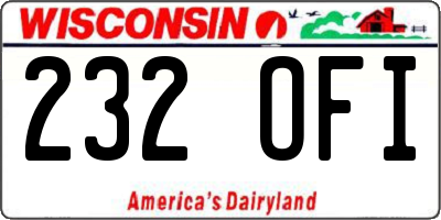 WI license plate 232OFI